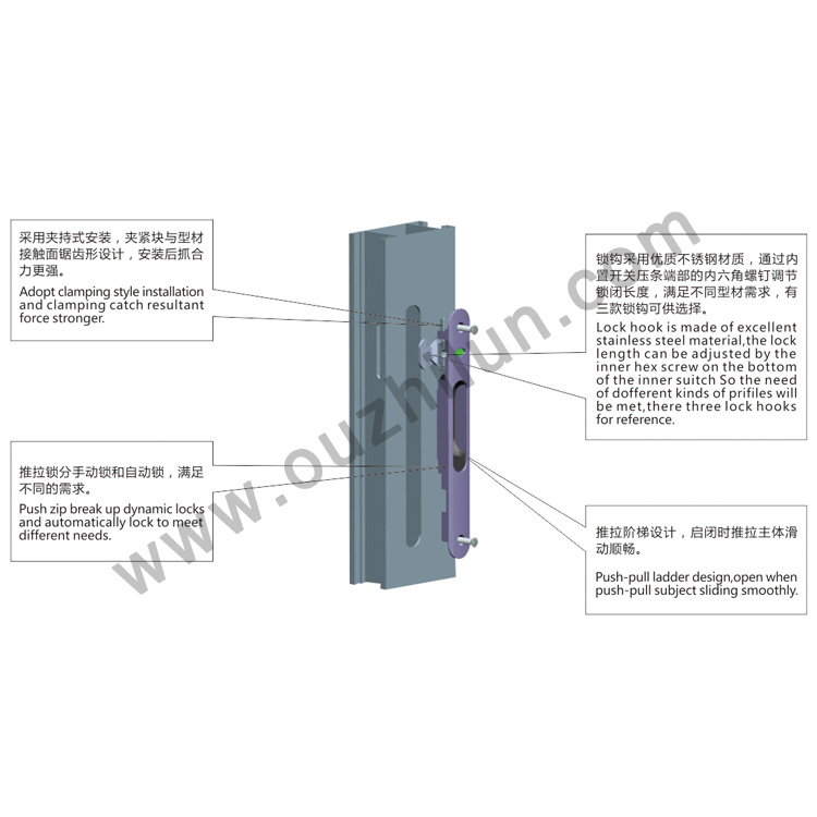 推拉锁 OHL.T-7021安装使用示意图